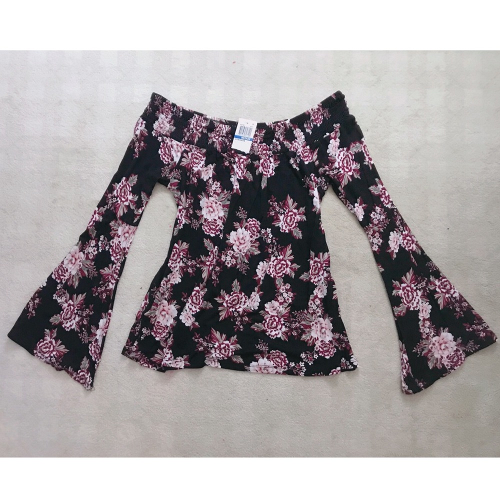 Bell sleeve off shoulder top